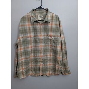 A7 Good Threads Button Up Shirt Brown Plaid  Sleeve Collared Casual Sz 2XL